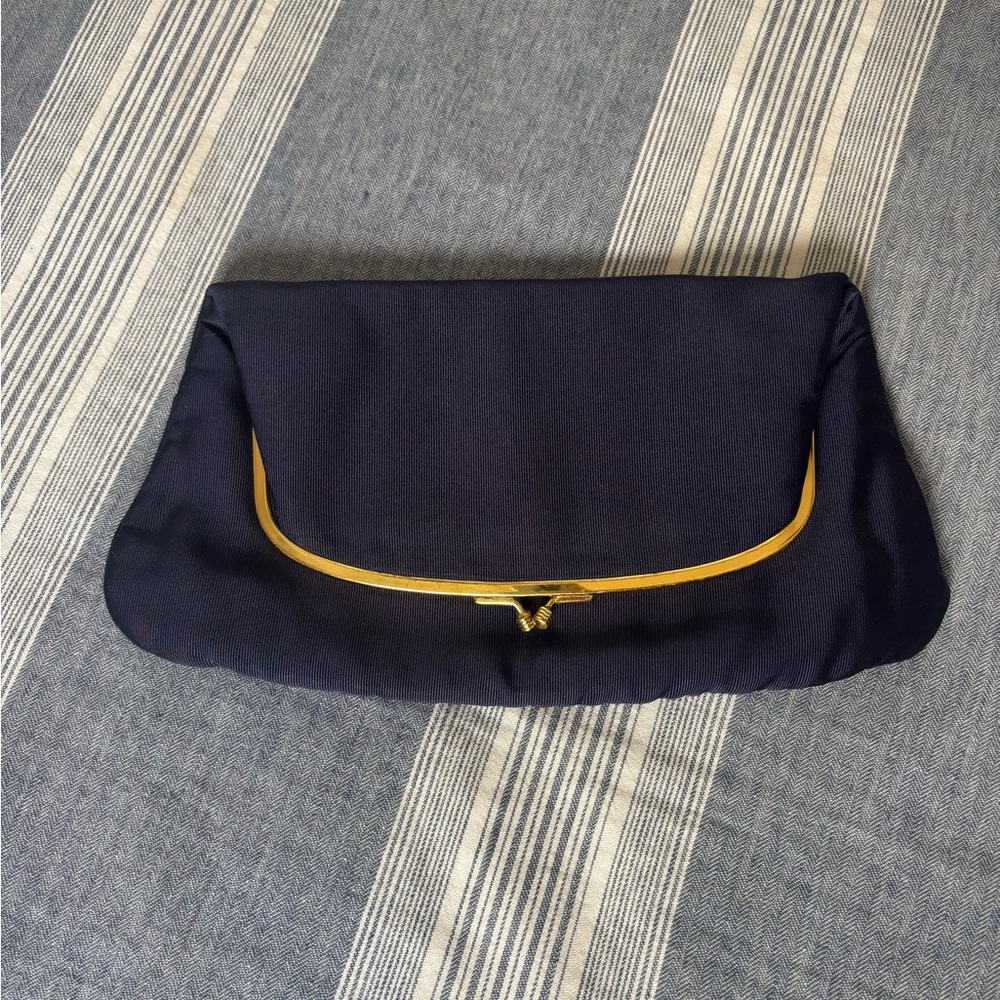 Vintage Coblentz Navy and Gold Evening Clutch